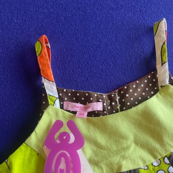 Beetlejuice London Green Brown And Orange Print Dress Girls Size 6x - Picture 2 of 4